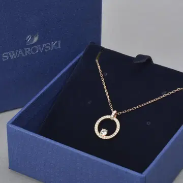 새상품급 스와로브스키 서클 목걸이 박스 포함 반지 핑크 골드