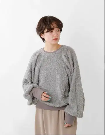 [ 새상품 ] Si-Si-SiI 코튼 볼륨 슬리브 풀오버 그레이