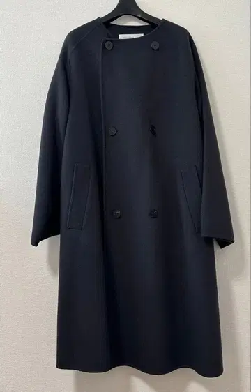 새상품급 GALERIE VIE 울 더블 페이스 노카라 코트 그레이지