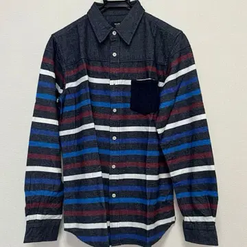 빔즈 BEAMS HEART 긴팔 셔츠 보더 남성용 L 가슴 포켓