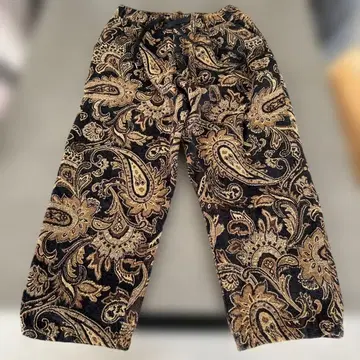 페이즐리 무늬 와이드 팬츠 블랙과 금