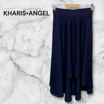 탄력 엔젤 플레어 스커트 허리밴딩 롱 기장 앞뒤 기장 차이 M 사이즈