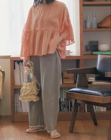 니코앤드 셀프 컷 배럴 팬츠 그레이 L