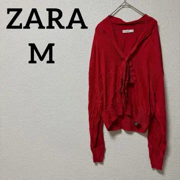 1점 한정 ZARA [ M ] 레드 리본 타이 가디건풍 상의 긴팔