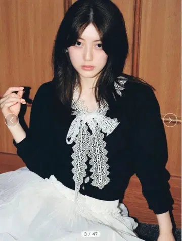 [ USAGI ONLINE 한정판 ] SNIDEL 레이스 보타이 가디건