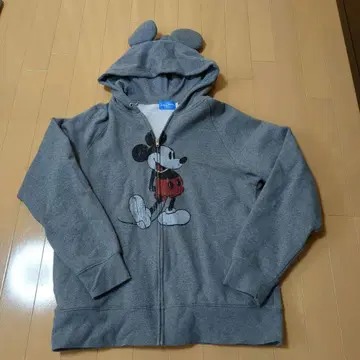 디즈니 리조트 L 미키 귀 달린 후드티 그레이
