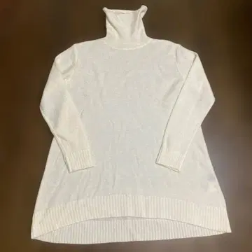 아이보리 니트 튜닉 터틀 L 사이즈 모헤어 울 혼방