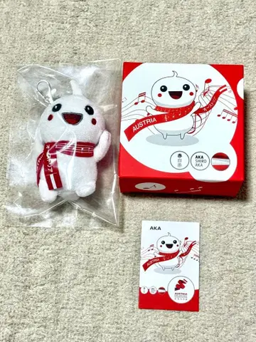 오사카 만박 오스트리아 빨흰빨 아카시로아카 봉제 인형 키링 마스코트