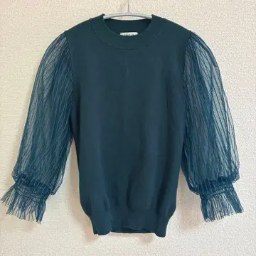 프레이 아이디 레이스 긴팔 니트 그린 청록색