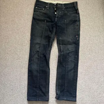 다크 블루 스트레이트 컷 데님 팬츠