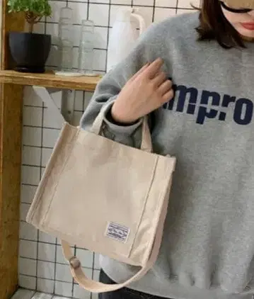 코듀로이 2way 미니 토트백 숄더백 베이지