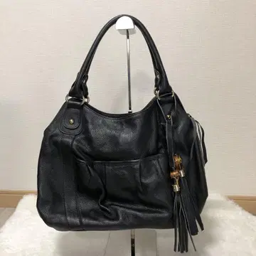 Cambric 핸드백 블랙 가죽 주름 가죽 숄더