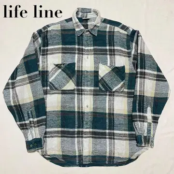 LIFE LINE 플란넬 셔츠 체크 무늬 구제 의류