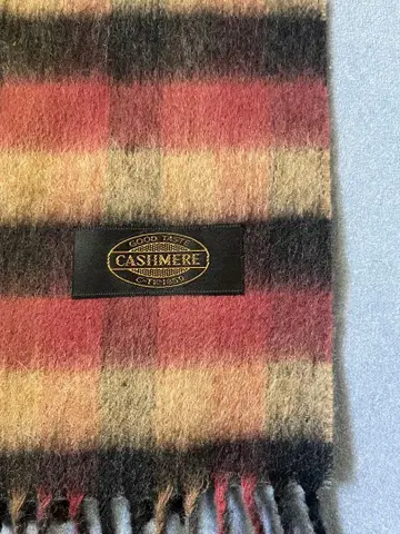 캐시미어 100% 체크 무늬 그레이 머플러 스코틀랜드제