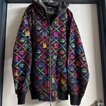 Crooked Ink XL 후드티 컬러풀 디자인 사용 횟수 적음