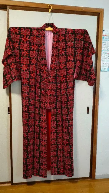 앤티크 코몬 레트로 팝 패턴 이중 기모노