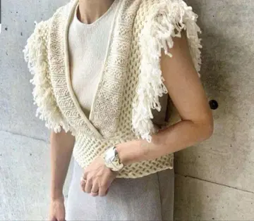 LEINWANDE 패치워크 프린지 니트 베스트