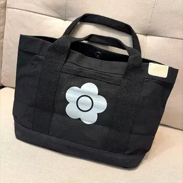 캔버스 원단 백 꽃 블랙