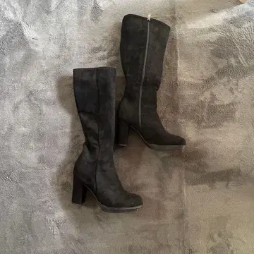 스웨이드 블랙 롱 부츠