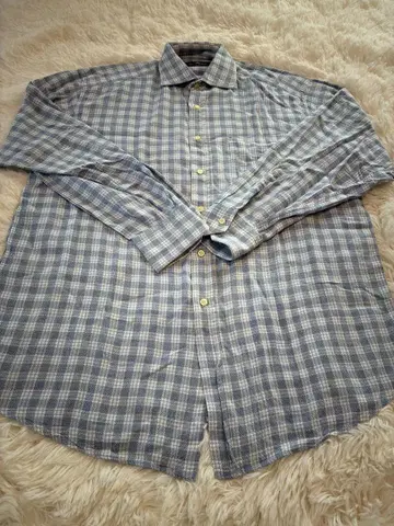 [ 새상품급 ] ETRO 블루 계열 체크 긴팔 셔츠 사이즈 41