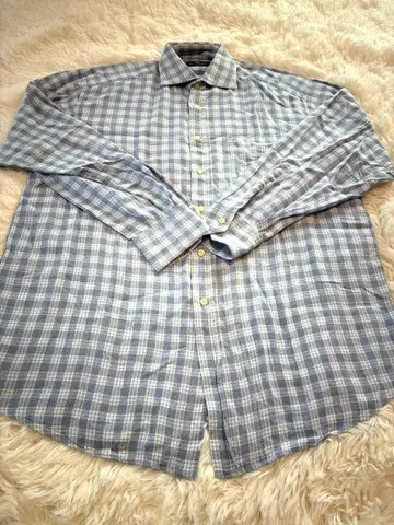 [ 새상품급 ] ETRO 블루 계열 체크 긴팔 셔츠 사이즈 41