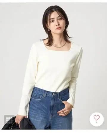 데콜테 플라이스 롱 슬리브 티셔츠 긴팔 롱T 새상품