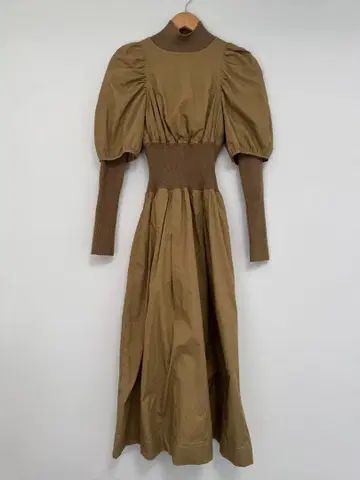 SNIDEL 브라운 퍼프 슬리브 롱 드레스 사이즈 0