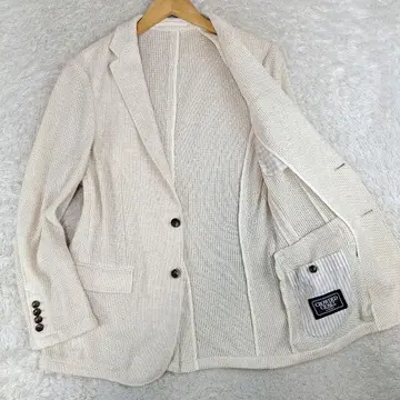 남성용 비기 니트 테일러드 자켓 코튼 린넨 크림 L
