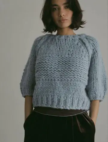 ETRE TOKYO 브러쉬드 하프 슬리브 니트 풀오버