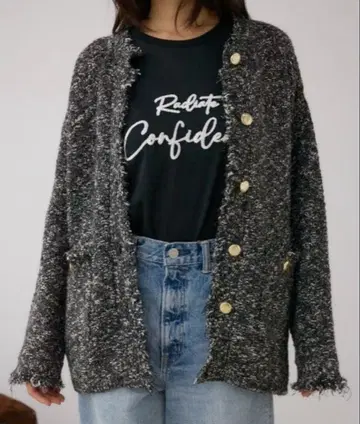 아줄바이마우지 트위드 라이크 니트 가디건 M 새상품급