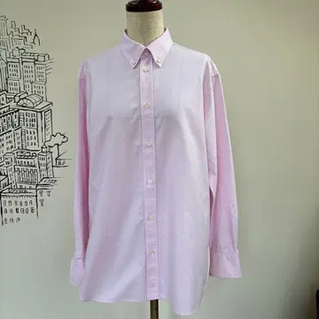 MACPHEE 핑크 버튼 다운 긴팔 셔츠 36