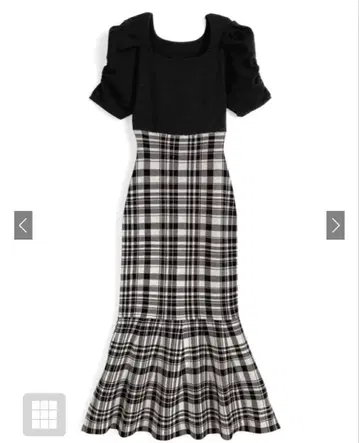 GRL 체크 무늬 절개 머메이드 니트 원피스 [Kz632]