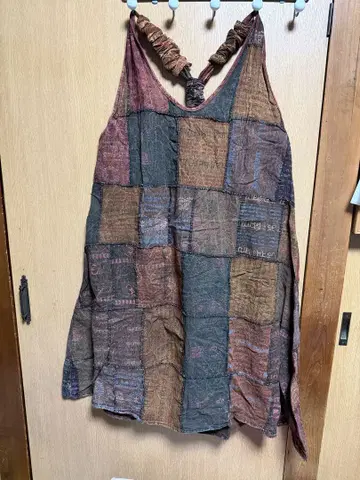 1점 마라이카 패치워크 뒷면 Y자 원피스 브라운 계열