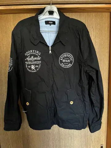 새상품급 VAN 탄력 해링턴 자켓 스윙탑 자수 로고 밴 L 블랙