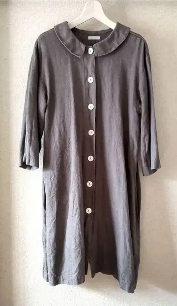 포그린워크 린넨 원피스 코트