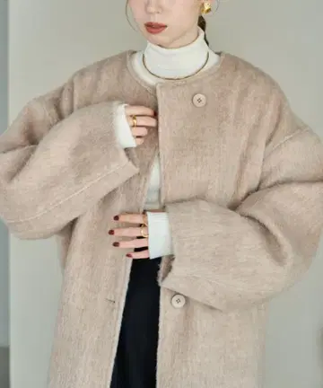 노카라 샤기 롱 코트