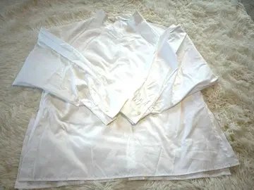 [ 새상품급 ] 휴먼 우먼 화이트 긴팔 셔츠 노카라 루즈핏 M