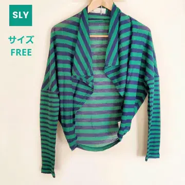 [ SLY ] 보더 무늬 돌먼 볼레로 봄/가을 그린 x 네이비