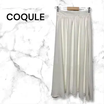 코쿠루 플레어 실루엣 스커트 롱 기장 허리밴딩 화이트 S~M