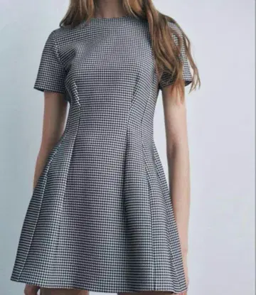 ZARA 하운드투스 패턴 A라인 미니 원피스