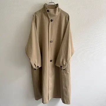 명작 CABaN 울 개버딘 스탠드 카라 코트 베이지 아우터 S
