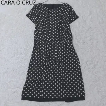 캐릭터 오스 롱 원피스 도트 프렌치 슬리브 블랙 사이즈 11