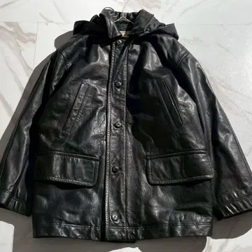 BARACUTA 2Way 레더 후디드 코트 BLK XL