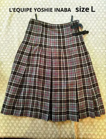 요시에 이나바 플리츠 스커트 퀼트 스커트 타탄 체크