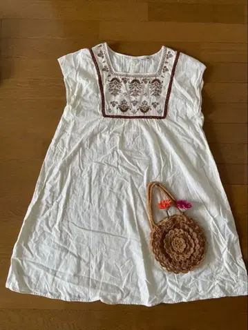 사만사 모스모스 SM2 자수 튜닉 원피스 코튼 린넨