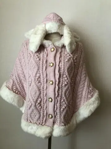 베이비더스타즈 샤인브라이트 토끼 귀 퍼 케이프 핑크