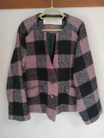 아틀리에 드 사봉 알파카 혼방 체크 코트 새상품급