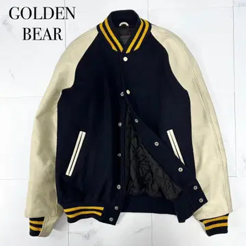 USA 골든 베어 울 x 가죽 바시티 자켓 남성용 L 사이즈