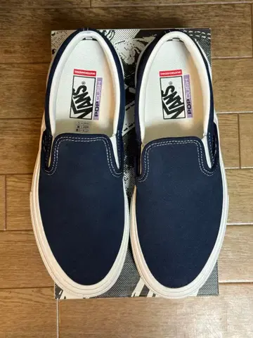 반스 스케이트 슬립온 팝 쿠시 네이비 27.5cm