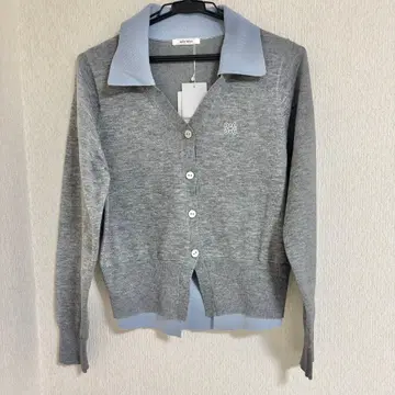 가슴 자수 더블 칼라 레이어드 니트 가디건